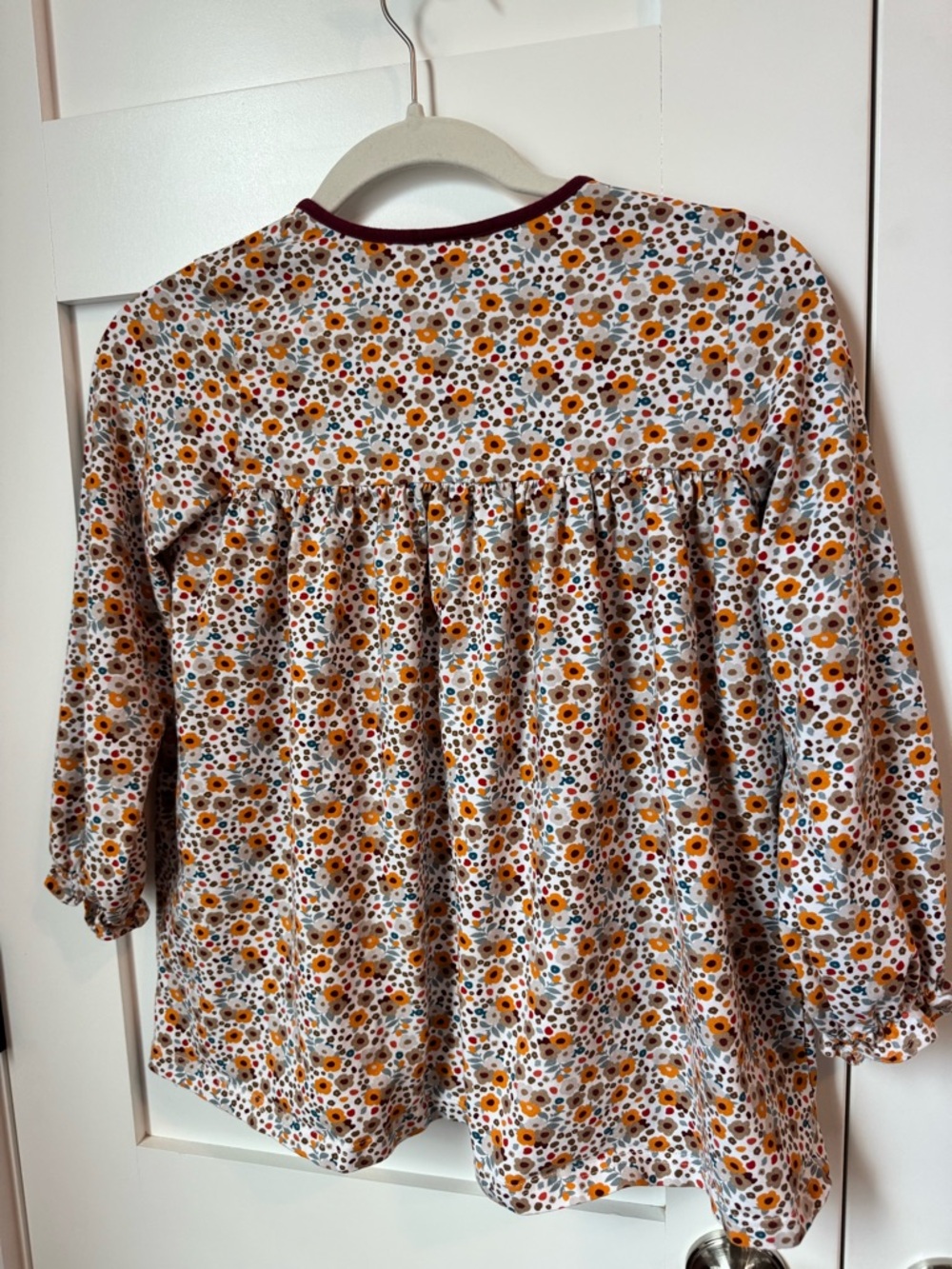 Stitch Fish Girls Floral Long Sleeve Top with Burgundy Trim size 10 - Picture 8 of 8